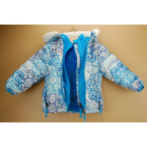 Snozu 2T Blue & White Hooded Zip up Snow Winter Coat Double Zipper Insulated